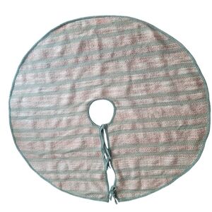 Aspen 1949 Mint Pink Woven Tweed Christmas Tree Skirt Striped Pastel